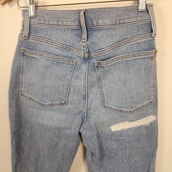 Madewell Jeans Womens 26 Blue High Rise The Momjean Distressed Raw Hem Ankle - Picture 8 of 17